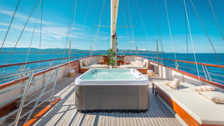 Next to the whirlpool, there is plenty of space for sunbathing and relaxing on the deck.